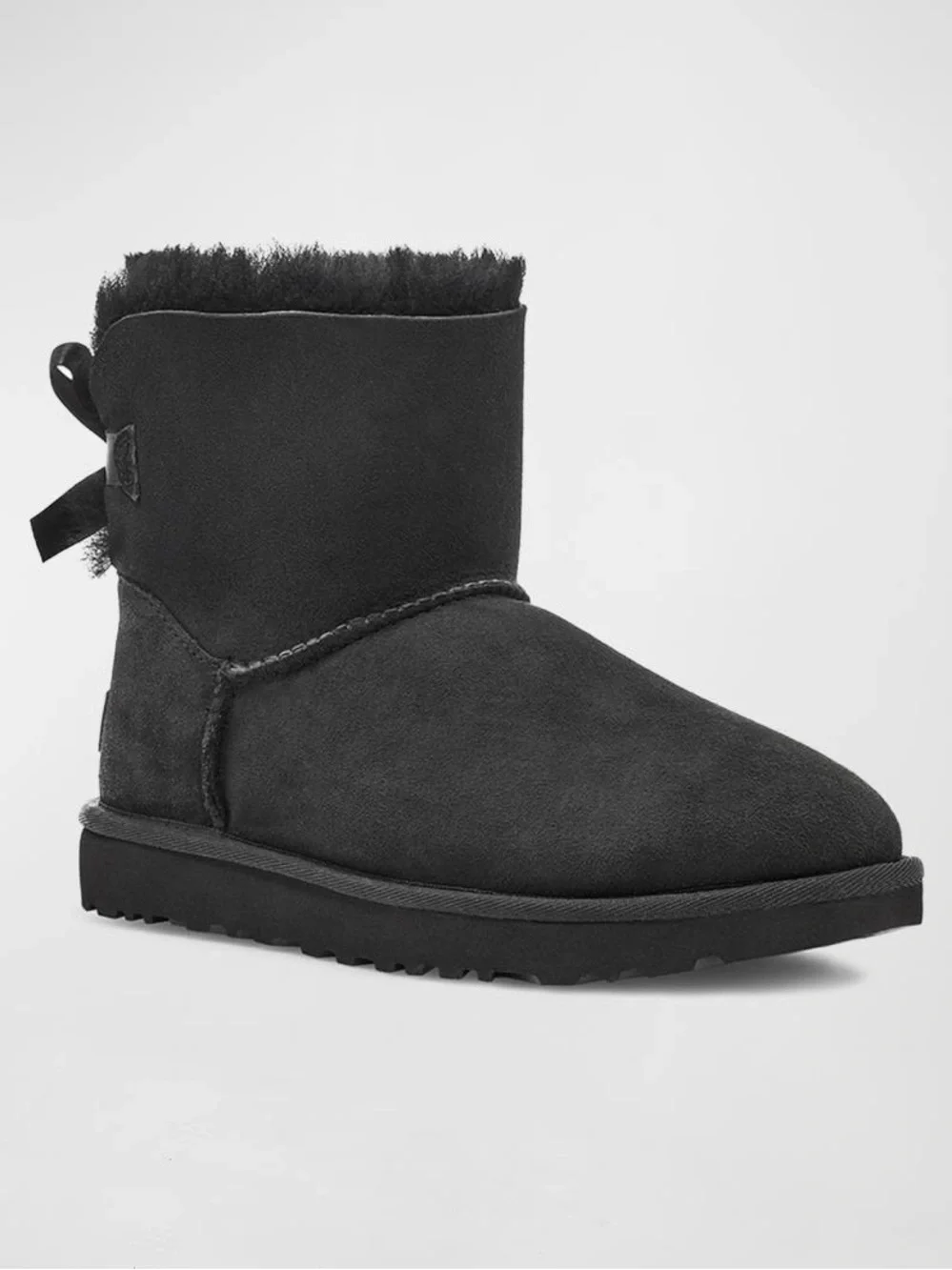 UGG Mini Bailey Bow II Suede Boots  Size 8 - Black NWOT